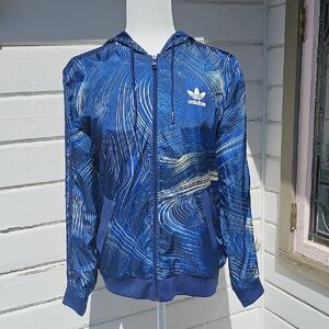 adidas Blue Swirl Zip-Up Bomber Jacket